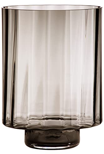 Gilde Deko Windlicht XXL - Grand photophore en Verre Fait Main en Verre fumé - Couleur : Brun - Hauteur 35 cm