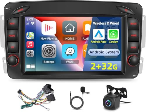 Autoradio für Mercedes Benz A/G/C/CLK/SLK Klasse Viano Vito Vaneo W209 W203 W170-2G+32G Android Touchscreen Stereo, Apple Carplay/Android Auto/Hi-Fi + AHD Rückfahrkamera
