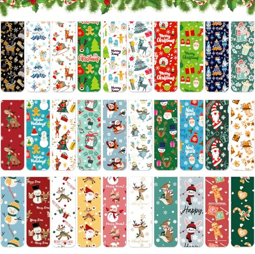 Shinybox Segnalibri di Natale, 30 Pezzi Segnalibri Magnetici a Colori, Santa Pupazzo di Neve Renna Albero Disegno Segnalibri, Segnalibri Magnetici Bambini, Segnalibro Personalizzato