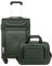 COOLIFE Koffer Trolley Koffer Reisekoffer von 4 Rollen Stoffkoffer Handgepäck TSA-Schloss Der Koffer Enthält 1 Große Umhängetasche (Handgepäck-Set 2tlg Dunkelgrün)