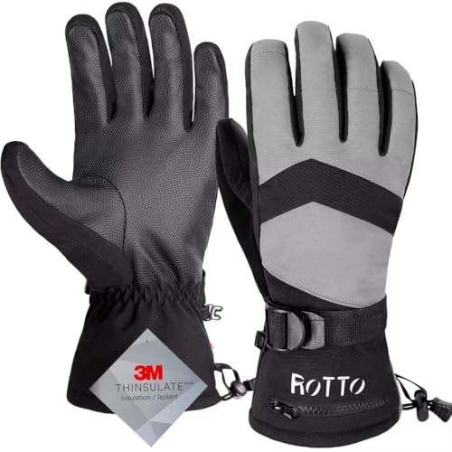 ROTTO Flying Tern Skihandschuhe Männer Frauen Wasserdicht Isolierte Winterhandschuhe 3M Thinsulate für Skifahren Snowboarding Skating Wintersport