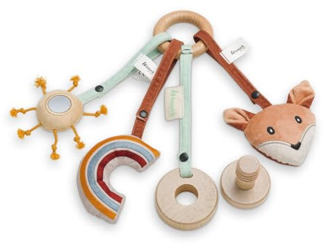 hauck Play Catching S, Volpe - Sonaglio Neonato in Legno Compatibile con Vassoio da Gioco Play Tray per Seggiolone Pappa Alpha+, Beta+ e Arketa - Giocattolo Sensoriale per Passeggino