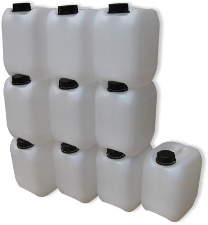 kanister-vertrieb® Lot de 10 bidons à eau en plastique naturel sans BPA DIN45 5 l