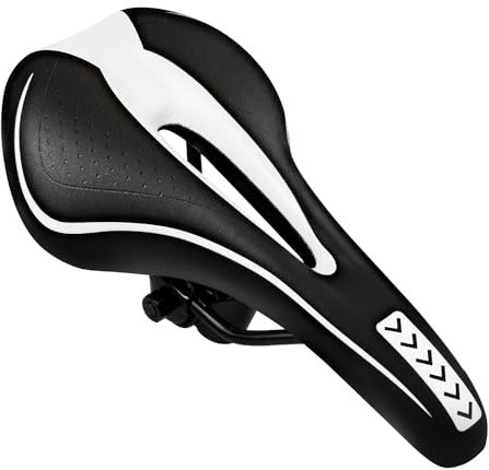 Bike Sattel Gel Universal MTB Fahrradsattel Hohl Ergonomisch Bequem Weich Memory Schaum Radsattel Cityradsättel Mountainbikesättel BMX/Mountainbike/Dirt Bike/Citybikes/für Herren Damen Kinder(Weiß)