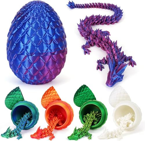 Merrwon 3D-Gedruckter Drache (28,5 cm) mit Drachenei - Kreative Spielzeug und Deko, Laserviolett