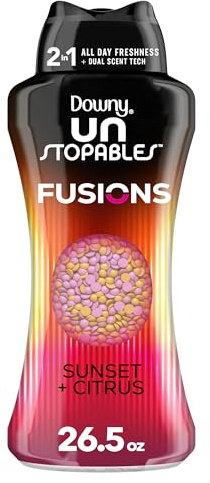 Downy Unstopables Fusions In-Wash Wäscheduft Booster Perlen, Sonnenuntergang und Zitrusduft, 750 ml, 2-in-1 Ganztägige Frische