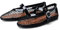 Adrizzlein Mesh Ballet Flats for Women Fishnet Ballerina Flats Buckle Strap Mesh Ballet Shoes Wide Width Casual Summer Dress Flat Shoes, Black, 6 UK
