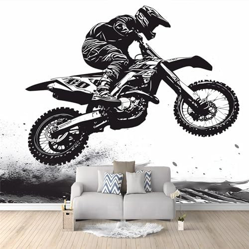 Art Fototapete Tapete Motocross-Motorrad Vlies Tapeten Moderne Wandtapete Wohnzimmer Schlafzimmer Study Wohnzimmer Restaurant Cafe Dekoration, 250 x 175 cm