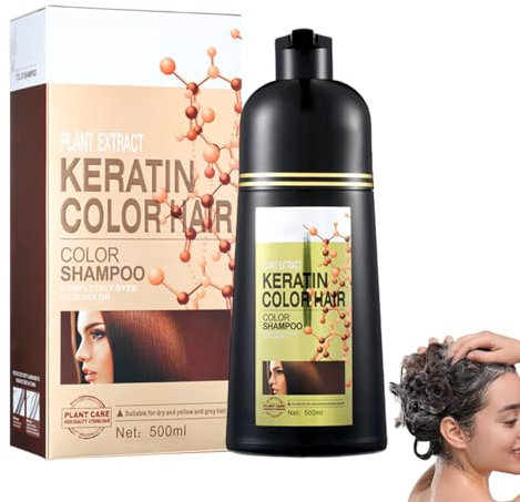 Champú Para Teñir El Cabello Gris Plateado, Champú Para Teñir El Cabello Natural, Tinte Para El Cabello 6 En 1 Que Cubre Las Canas, Champú De Color De Larga Duración Para Hombres Y Mujeres, 500 Ml