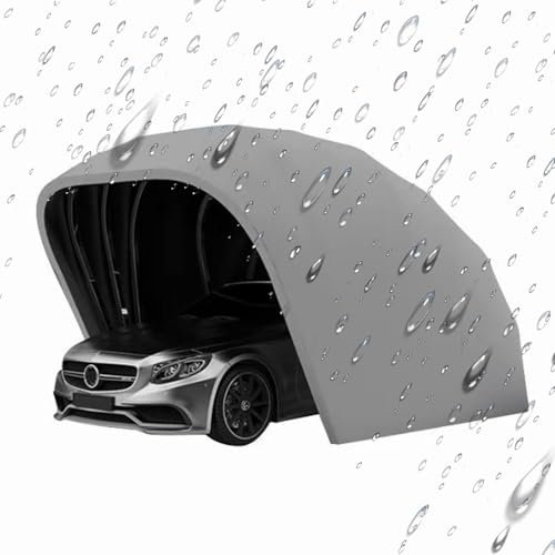 Abri De Voiture en Acier Inoxydable, Pliable Rétractable Auvent De Garage Automobile, Semi-Automatique Abri De Voiture Verrouillable Portatif Résistant, Protéger L'automobile De Tous Les Temps(Gray)