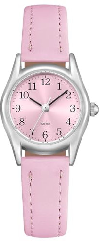 CIVO Leder Damenuhr Analog Armbanduhr: Klein Gehäuse Uhr für Frauen - Wasserdicht Damen Uhr Quarz Elegante Rosa