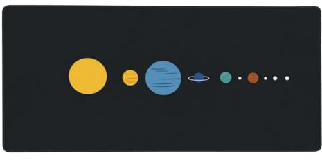 Tapis de Souris Noir XXL 900x400x3 mm, Planète Tapis de Souris Gamer, Grand Tapis de Souris avec Bords Cousus, Surface Lisse et Base en Caoutchouc Anti-dérapant, pour Accessoire Bureau Maison-LG1071