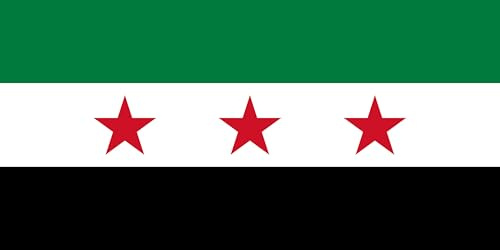Drapeau national avec œillets en laiton - 150 x 90 cm - Résistant aux intempéries - 100 % polyester (Syrie 3 étoiles)