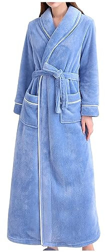 FJZFXKZL Vestaglia da donna, soffice accappatoio super morbido, in pile di peluche, vestaglia lunga, kimono, vestaglie da donna, accappatoio a figura intera, regali for lei(1 Blue,XL)