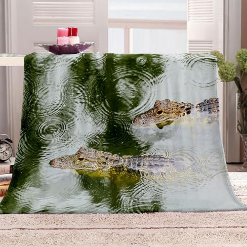 Krokodil Winter Decke 130X150Cm Flanell Warm Und Bequem Kuscheldecke Couch