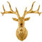 3D-Hirschkopf-Skulptur, Wandbehang, Hirschstatue, Tierkopf, Kunstwerk, Dekoration für Zuhause, Galerie, Studio, Vintage-Weihnachtskugeln (Gold, Einheitsgröße)