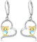 Eulen Ohrringe 925 Sterling Silber Herz Ohrringe Hängend Eulen Tropfen Mondstein Ohrringe Eulen Schmuck Geschenk Hypoallergener Ohrringe für Mädchen Damen Ehefrau Valentinstag
