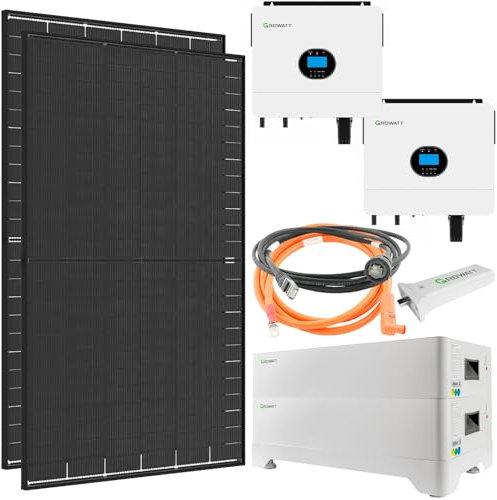 16020Wp Solaranlage mit 10kWh Speicher | Trina Vertex S+ 445W Bifacial Glas-Glas | Growatt SPF 6000 ES Plus | Off-Grid Solarset | Komplettsystem mit Speicher