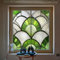 Window Film Privacy 100Cm X 100Cm Green Geometry Privacy Film for Glass Windows,One Way Stained Glass Blackout Window Film,Opaque Window Tint,Bathroom Window Cover Self Adhesive Patterned