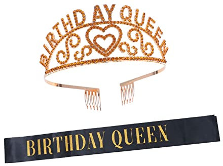 Beavorty Krone Stirnband Schultergurt Haarreifen Aus Strass Krone Haarreifen Schärpe Für Party Strass Tiara Party Dekorative Schärpe Geburtstagsschärpe Mädchenkrone Weißer Satinstoff Golden