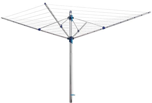 Blome Wäschespinne Idea 60m blau inkl. Bodenhülse und Schutzhülle, Wäsche Spinne draußen, Made in Germany