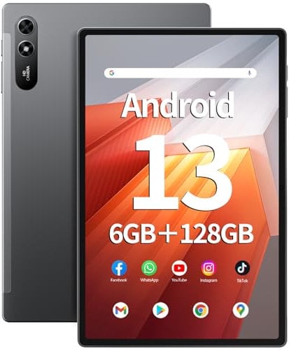 SGIN Tablet 10.51 Inch Android 13 Tablet PC 6GB RAM 128GB Storage, 1200 * 1920 FHD IPS Display, Octa-core Processor, Dual Camera(5MP+13MP), WiFi, Bluetooth, GPS, Type-C, GPS, 6200mAh Battery