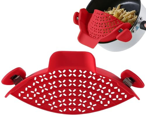 manhegari Passoire À Pression En Silicone, Passoire Clipsable Universelle En Silicone - Demi Passoire Avec Verseur, Gadgets de Cuisine, 22-23cm