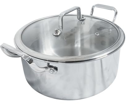 Reldor Stainless Steel 20 cm Casserole with Glass Lid, Stock Pot Cookware, Induction Saucepan, 3-Layer Construction for Even Heat Distribution, Oven & Dishwasher Safe, Eco-Friendly & Healthy Cooking