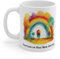 Inspirational Good Luck on Your New Journey Coffee Mug - Whimsical Rainbow and Nature Design