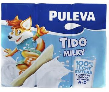 Puleva - Tido Milky, Leche Entera, Enriquecida con Vitaminas A y D, Fuente de Calcio y Proteínas, Incluye Pajita - Pack 6x200ml