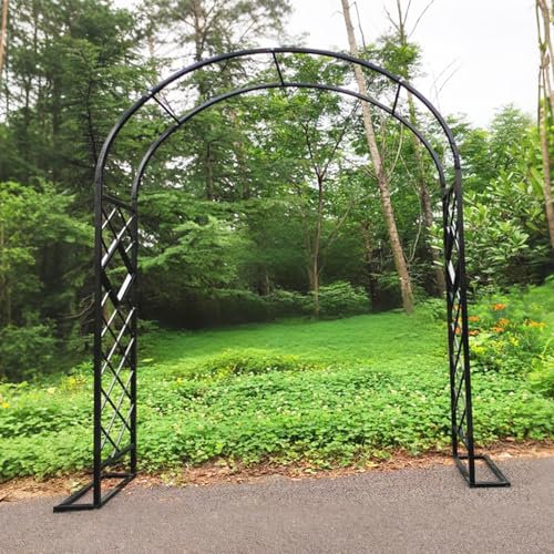 Heavy Duty Steel Garden Arch 180 220 260 340 300 140 cm, Outdoor Arbor Trellis for Climbing Plants Vines and Roses, Sturdy Wedding Archway Arbour Stand for Ceremony Decoration(Black,WxH 140x270cm)