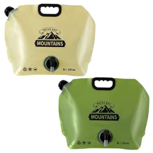 Collapsible Hydration Bladder for Camping, 8L Water Bottle with Tap and Leakproof Design, Ideal for Camping, Hiking, BBQs and Picnics(2 Pack)