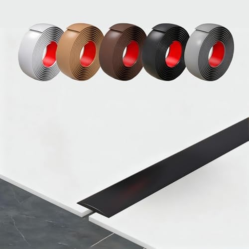 Bodenübergangsleiste, 500 × 5 cm Selbstklebende Gummi Übergangsprofil, Abdeckleisten Bodenfugenleiste(Black)