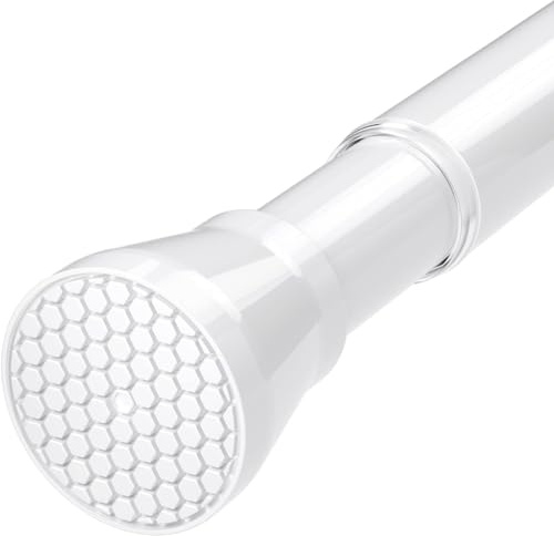 HAOYUNTE Gardinenstange ohne Bohren 113-196 cm Ø 22 mm,Weiß | Ausziehbare Vorhangstange ohne Bohren, einfache Installation, rutschfest & rostfrei, für Fenster, Dusche, Tür, Kleiderschrank
