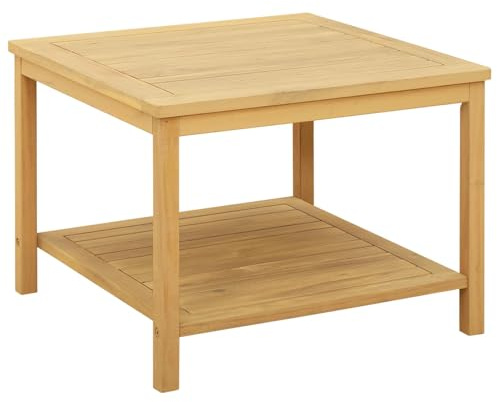 vidaXL Beistelltisch Öl-Natur 60 x 60 x 45 cm Massivholz Akazie, Stylische, rustikale Aufbewahrung für Gartenfeiern, Tisch und Akzentstücke, perfekt für Terasse und Garten