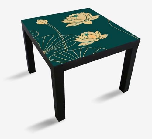 Wallario Möbelfolie selbstklebend/Aufkleber, Tischfolie geeignet für IKEA Lack Tisch - Möbeldeko Lotusblüten im Linienstil in 55 x 55 cm