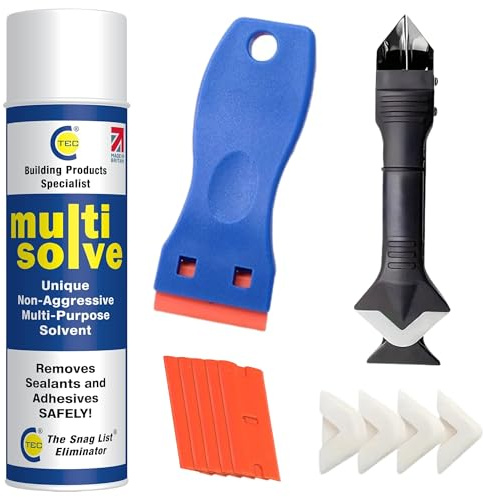 CT1 Adhesive Remover Bundled With Silicone Remover Tool And Hob Scraper - Oven Scraper, Silicone Remover Solvent Cleaner, Plastic Scraper Tool Non Scratch