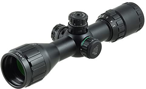 UTG Compact CQB Bug Buster AO RGB Scope with Med. Picatinny Rings, 2 Zoll Sunshade Rifle, schwarz, One Size