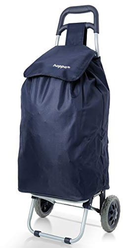 Hoppa 57Ltr Lightweight Shopping Trolley 2024 Model, Hard Wearing & Foldaway for Easy Storage With 1 years Guarantee(Navy)