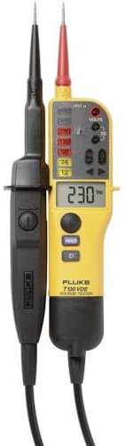 Fluke T130 Spannungs- und Durchgangsprüfer mit hintergrundbeleuchteter LCD-Anzeige.