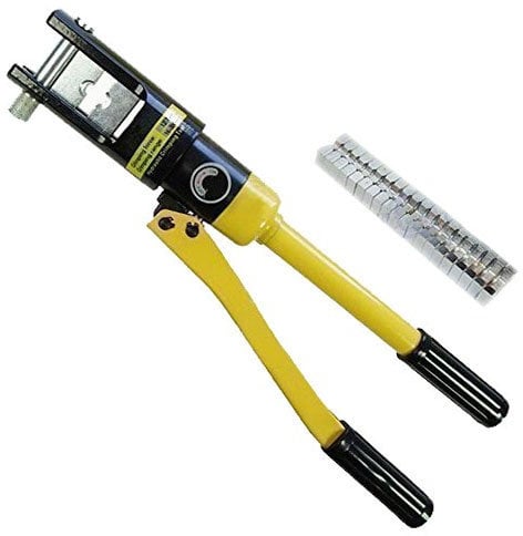 KATSU Hydraulische Crimpzange 16T mit 10 Sätzen der Crimpformen 16-240 mm², Manuelles Hochdruck Hydraulik Elektrokabel Werkzeug Set zum Crimpen von Kupfer Aluminium Kabelschuhen 416373