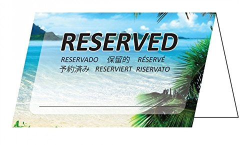 50 Stück neutrale Tischkarten Tischaufsteller reserviert (TK-108) Urlaub Strand Meer Gastronomiekarten zur Reservierung der Tische ihrer Feier