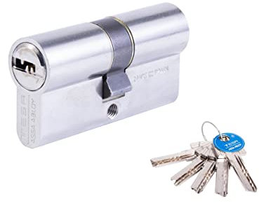 Tesa Assa Abloy T6554055N Standard-Sicherheitszylinder T60, vernickelt, 40 x 55 mm, Schraubenschlüssel