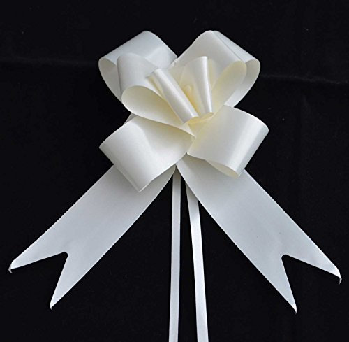 SHATCHI Large 30mm/3cm Ribbon Pull Bows for Party Wall, Gift Wraps, Christmas Trees, Wedding, Birthday Hampers Decoration Florist, Ivory, 30pcs