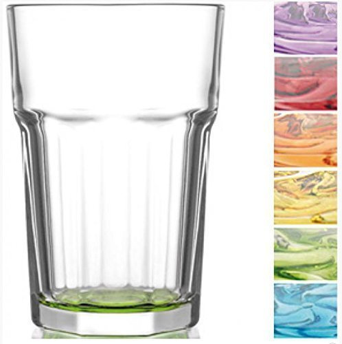 Lav Gläser Set, farbig/Cocktailgläser/Trinkgläser/Wassergläser/Coral Retro Design (12er Set á 250+300ml)