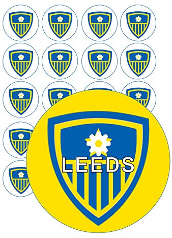 LEEDS United Cupcake Toppers x24 Edible Rice Paper Fairy Cake Decorations