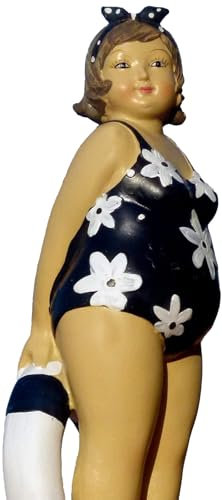 Pommerntraum ®| ❤ Dekorationsfigur Sammlerfigur Maritime Dame | Maritime Badenixe | Mollige Badelady | üppige Nana | beleibte Lady | Julia (blau)
