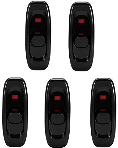 Pssopp 5er Pack Zwischenschalter AC 250V 10A, Inline Lichtschalter mit LED Kontrollleuchte, Schalter für Lampen und Beleuchtung, Schwarz (Set of 5)