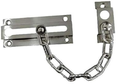 QCAA Solid Brass Chain Door Guard, with 9 Links Steel Chain, Satin Brushed Nickel, 1 Pack