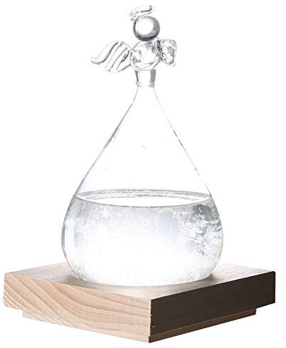 Cristal de tormenta, botella de vidrio de pronóstico del tiempo Forma innovadora de ángel para decoración Adorno de oficina en casa Regalo de cumpleaños del día de San Valentín(Blanco)